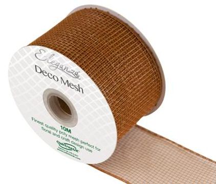 Eleganza Deco Mesh 63mm x 10m Tan No.76 - Organza / Fabric